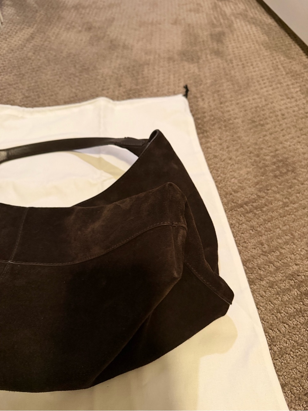 Madewell Dark Carob Large Mylie Suede Shoulder Hobo Bag - Picture 9 of 10